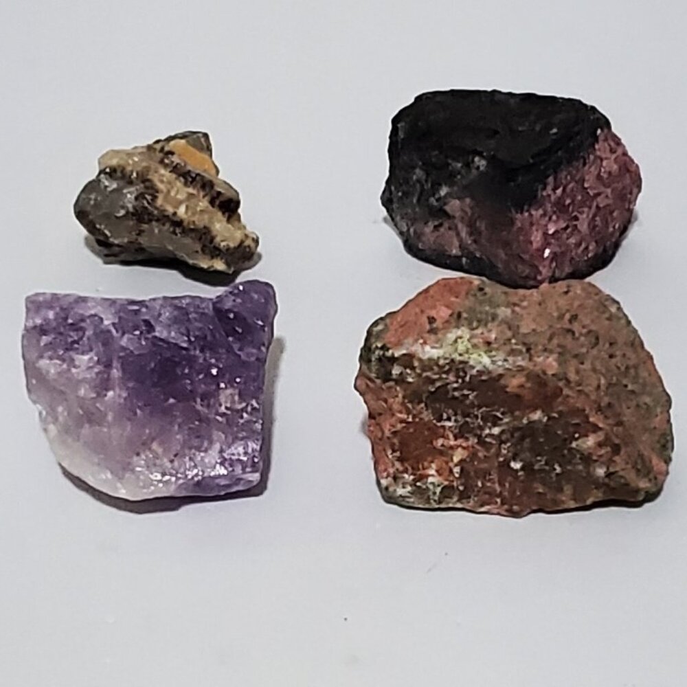 Rocks Crystal Quartz Lot (Rhodonite, Amethyst, Septarian, Unakite)